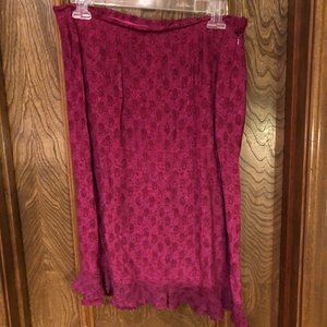 F.L. Malik Merlot Patterned Midi Skirt